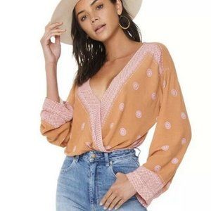 Free People On Board Body Suit Small S NWT Orange